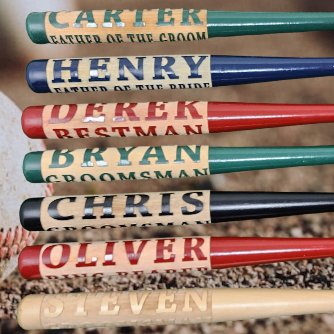 Personalized Mini Baseball Bat Ring Bearer Gift Groomsmen Proposal Gift Best Man Custom Engraved Baseball Bats Coach Gift for Him