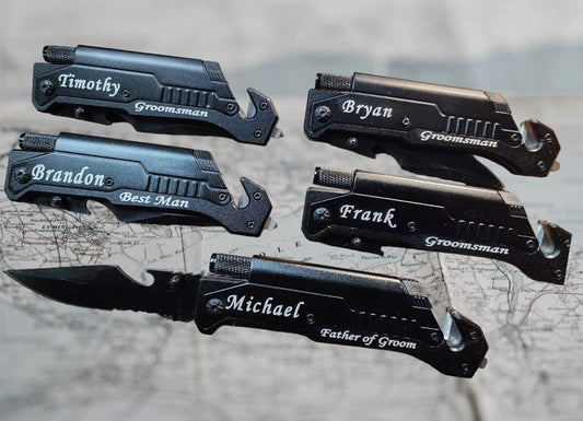Set of Personalized Pocket Knife Groomsmen Proposal for Best Man Wedding Proposal Gift Box Engraved Father of the Bride Groom Gifts for Men