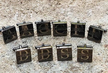 Personalized Gun Metal or Silver Square Cufflinks with Gift Box Perfect Groomsmen Prospal Engraved Best Man Cufflinks Set