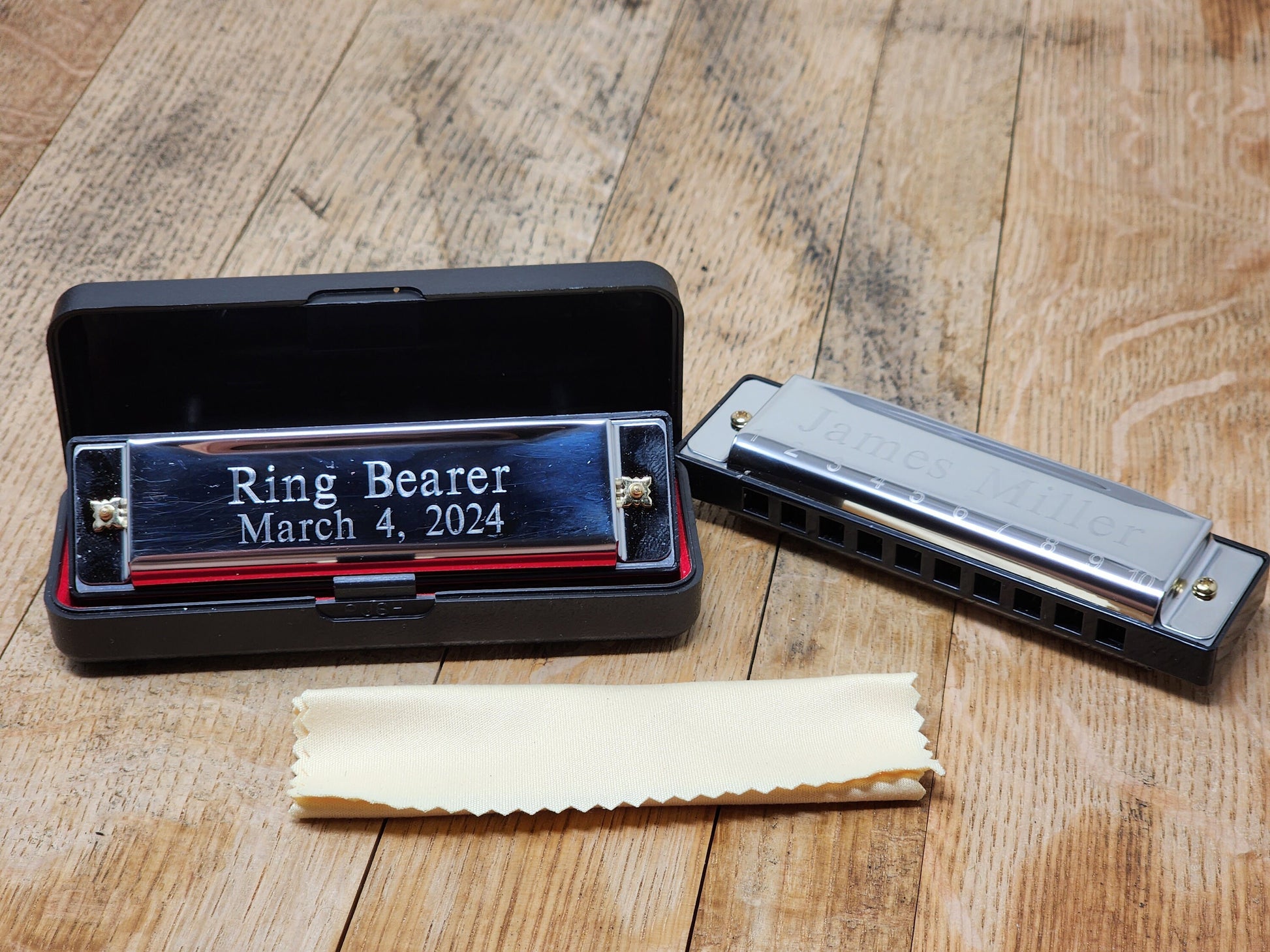Personalized Harmonica Ring Bearer Gift Proposal Gift Custom Engraved Harmonica Wedding Ring Bearer Security Flower Girl Gift for Him Her
