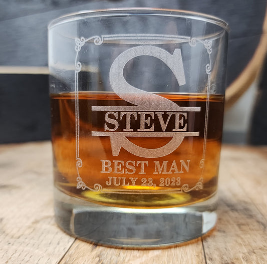 Custom Groomsmen Proposal Whiskey Glasses Personalized Monogrammed Wedding whiskey glasses Gift Set