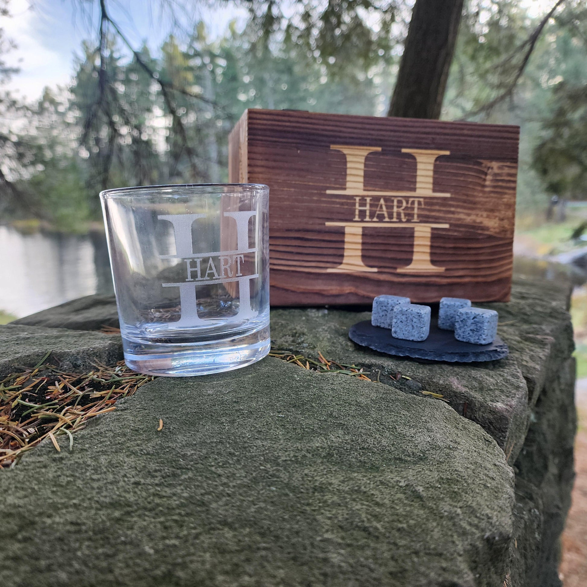 Custom Whiskey Glass Set Anchor Nautical Wood Box Gift Engraved Custom Bourbon Glasses Whiskey Glasses Fishing Gifts for Dad Him Boyfriend