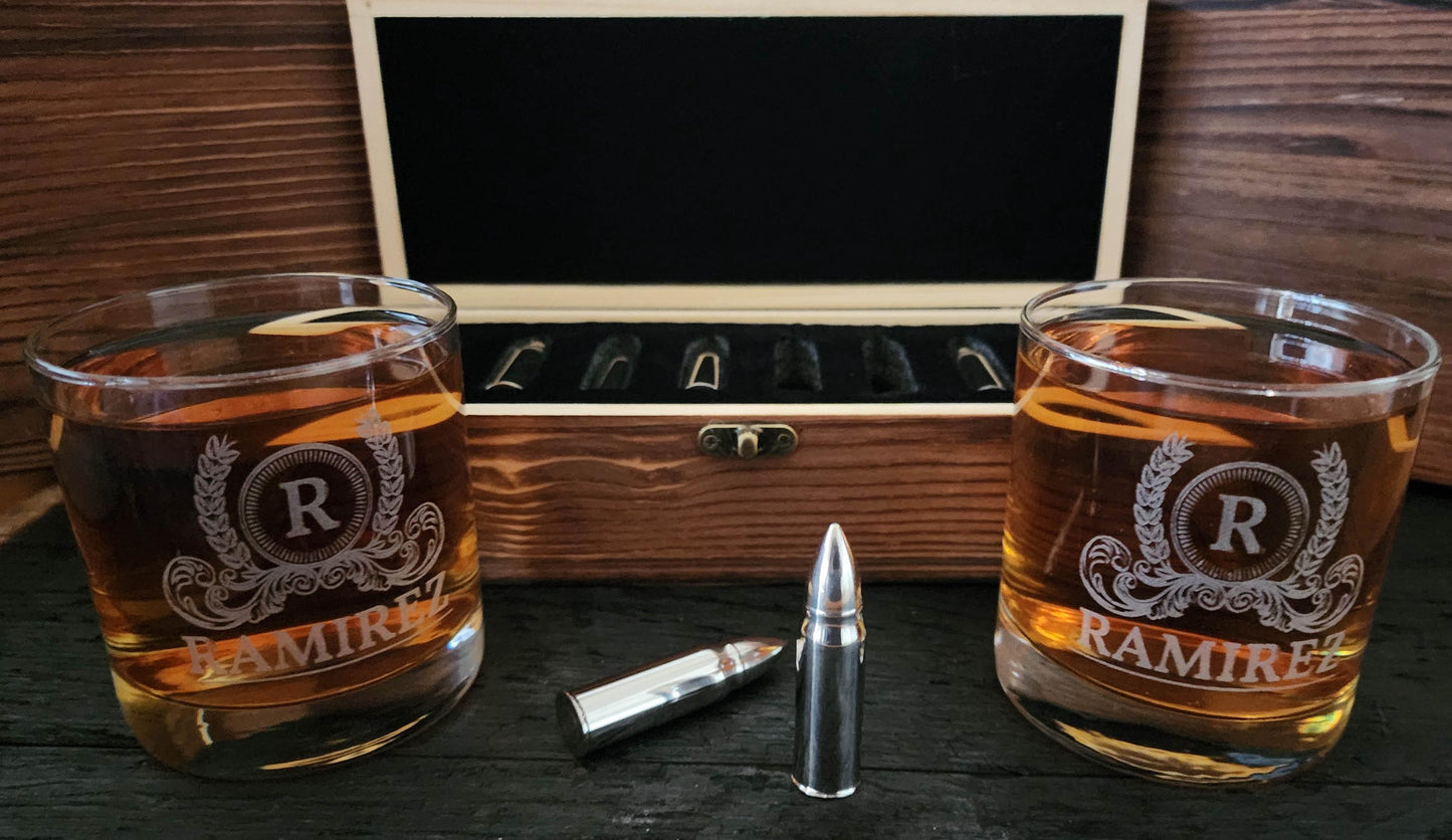 Wood Box Whiskey Bullet Gift Set Bourbon Bullets Whiskey Stone Bullets Whiskey Stones Bourbon Stones Fathers Day Gifts For Dad Him