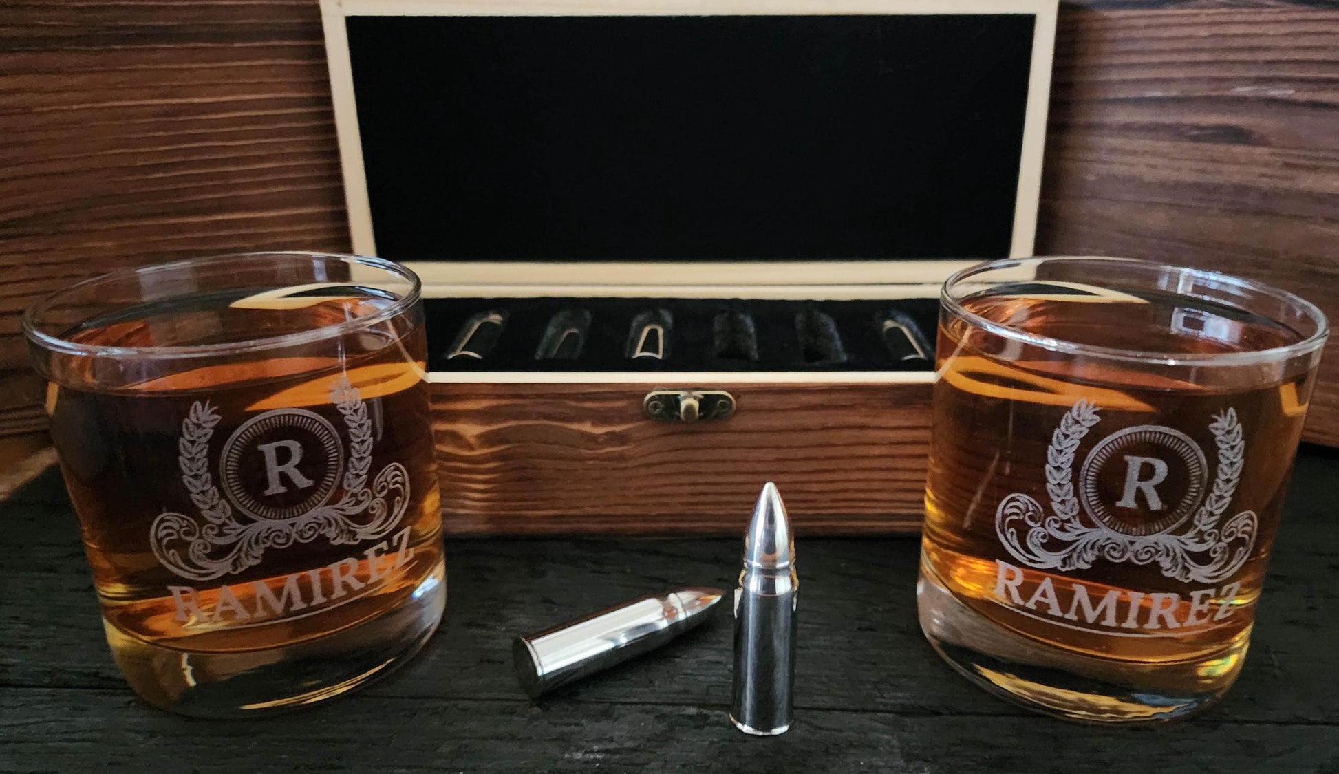 Wood Box Whiskey Bullet Gift Set Bourbon Bullets Whiskey Stone Bullets Whiskey Stones Bourbon Stones Fathers Day Gifts For Dad Him