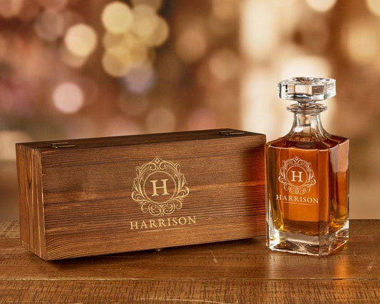 Whiskey Decanter Set - Custom Barware Set For Him - Gift for Dad - Boyfriend Gift - Personalized Whiskey Decanter -Gifts For Him
