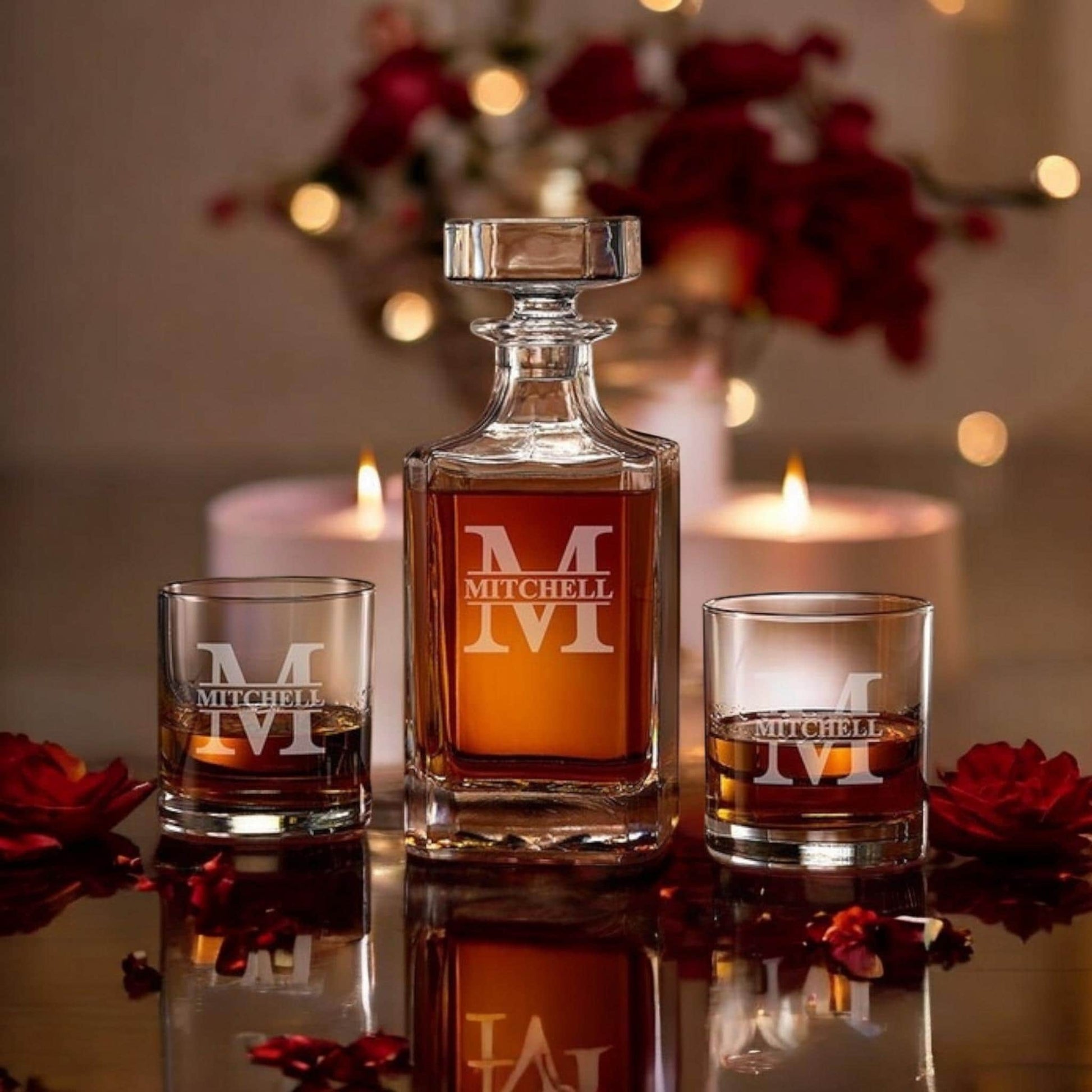 Whiskey Decanter Personalized Custom Bourbon Whiskey Decanter Gift Box Valentines Day Gifts for Dad Him Valentines Boyfriend Gift set
