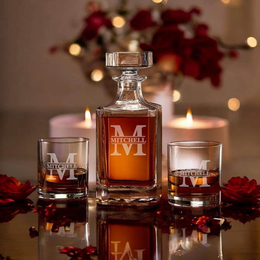 Whiskey Decanter Personalized Custom Bourbon Whiskey Decanter Gift Box Valentines Day Gifts for Dad Him Valentines Boyfriend Gift set