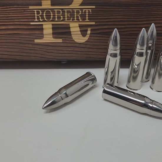 Wood Box Whiskey Bullet Gift Set Bourbon Bullets Whiskey Stone Bullets Whiskey Stones Bourbon Stones Fathers Day Gifts For Dad Him