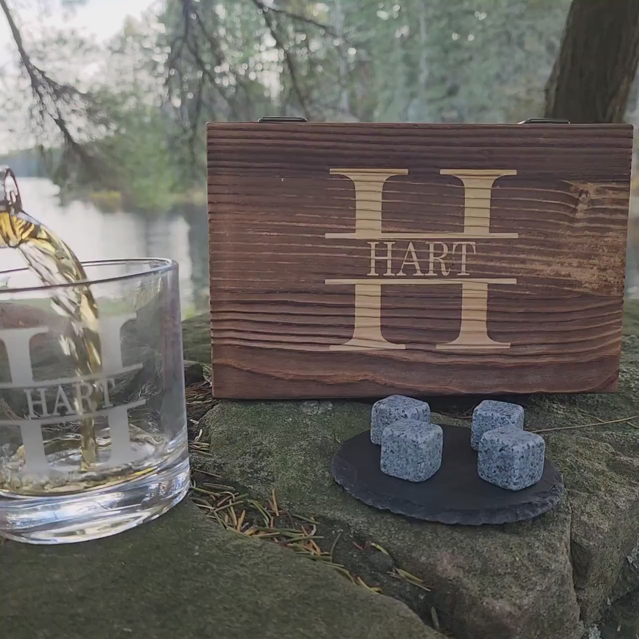 Custom Whiskey Glass Set Anchor Nautical Wood Box Gift Engraved Custom Bourbon Glasses Whiskey Glasses Fishing Gifts for Dad Him Boyfriend